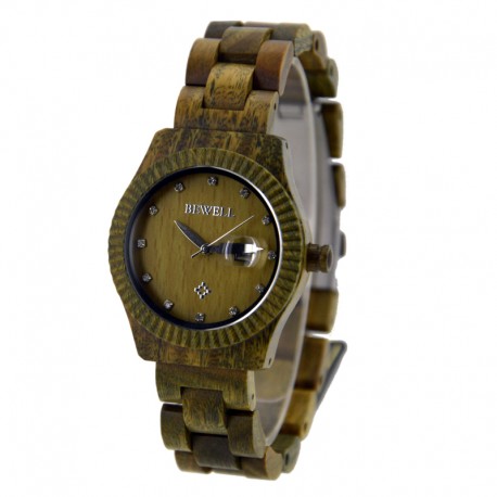 Деревянные часы Bewell ZS-W064A green sandalwood