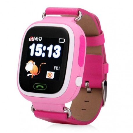 Детские часы с GPS Baby Watch Q90 с сенсорным цветным экраном (розовые)