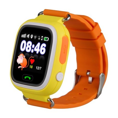 Детские часы с GPS Baby Watch Q90 с сенсорным цветным экраном (оранжевые)